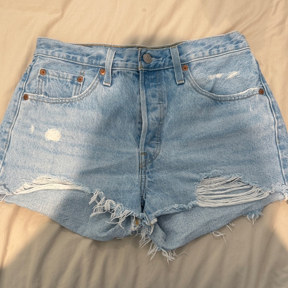 Levi's 501 Light Blue High-Rise Denim Cutoff Shorts